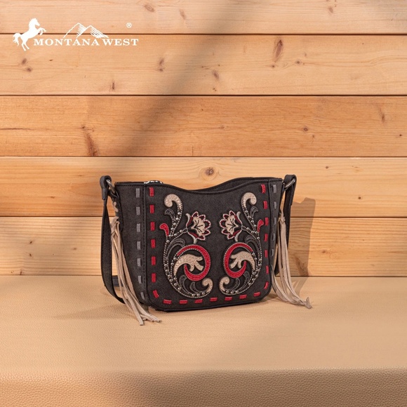 Montana West Embroidered Crossbody Black - Picture 2 of 5